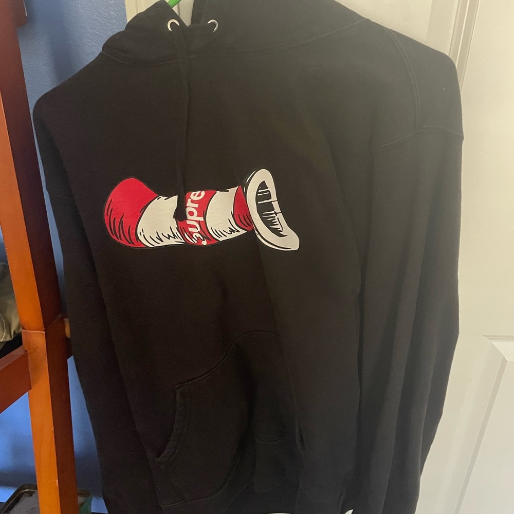 Supreme cat in the hat hoodie black